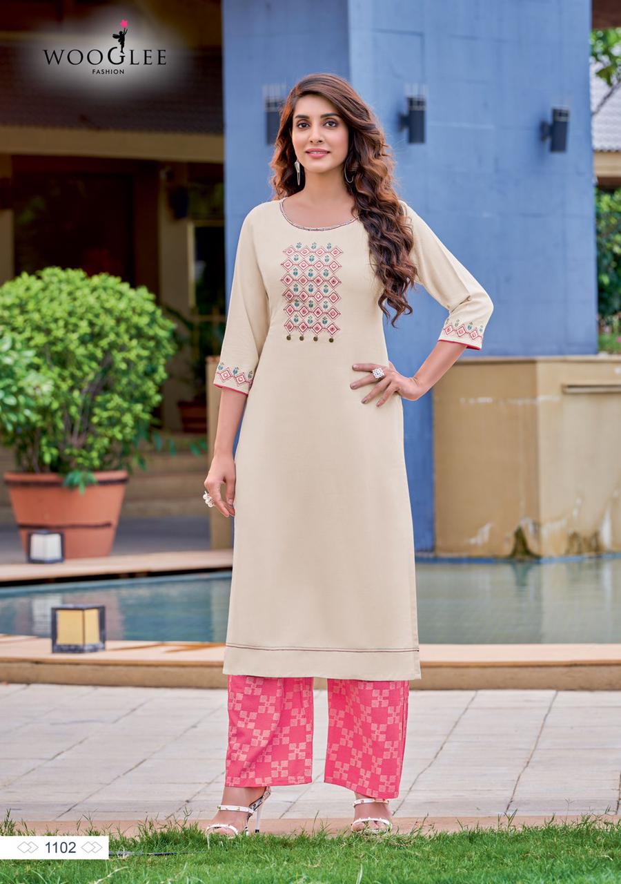 Wooglee Celebration 16 Regular Wear Wholesale Kurti With Bottom